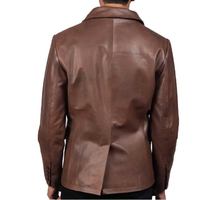 Manteau marin classique en cuir marron avec un confort supérieur, vêtement d'extérieur élégant pour l'hiver pour hommes, design élégant et par temps froid