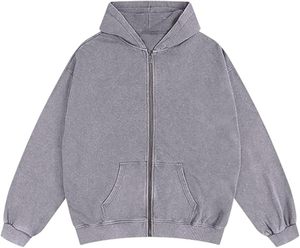 Sudadera con Capucha de Algodón Grueso con Lavado Ácido y un Desgaste Vintage Clásico, Diseñada para Comodidad Casual y Moda Urbana - Product Image 1