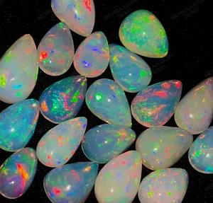 Lot de cabochon d'opale éthiopienne de qualité supérieure en forme de poire naturelle pierres précieuses en vrac fabrication de bijoux mélange de jeu de couleur d'origine ethnique - Product Image 4