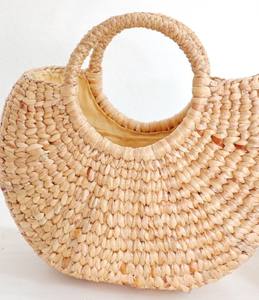 Sac en jacinthe d'eau tissé à la main, sac à main en paille chic bohème - Product Image 2