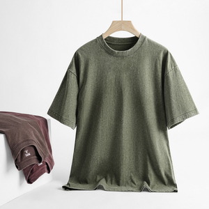 Nouveau design T-shirts à épaules tombantes pour hommes 100% coton coupé et cousu T-shirt vintage surdimensionné délavé à l'acide - Product Image 2