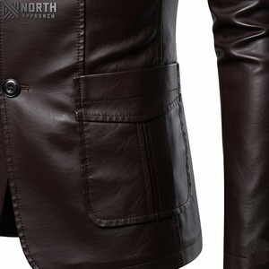 Chaqueta de cuero informal de alta calidad para hombre logotipo personalizado diseñador venta al por mayor chaquetas de hombre de talla grande puras en blanco chaqueta de bombardero personalizada - Product Image 5