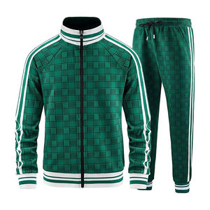 Ensemble de survêtement pour homme en polyester, fermeture éclair intégrale, respirant, léger, jogging, gym, athlétique, décontracté, veste - Product Image 1