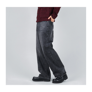 กางเกงยีนส์สำหรับผู้ชายกางเกงเดนิมทรงหลวมสำหรับทุกเพศ3สีย้อนยุคขากว้างน้ำหนักเบาเสื้อผ้าในเมืองสไตล์ผ่อนคลาย - Product Image 6