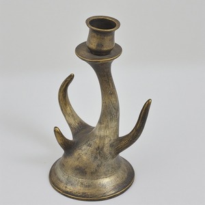 Handcrafted Aluminium Casted Reindeer Horn Candle <b>Holder</b> With Ornate <b>Hammered</b> Texture Artisan Detailing Offering - Product Image 5