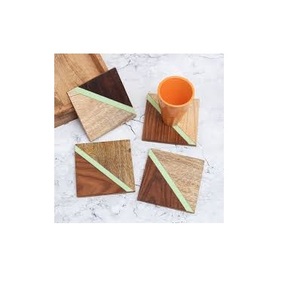 Nouveau sous-verre rond personnalisé de forme carrée en bois massif sous-verre pour boisson thé ensemble sous-verre en bois à sublimation vierge - Product Image 5