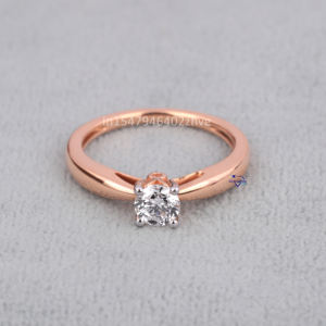 0,50 CT laboratorio crecido corte redondo VVS claridad 925 plata esterlina solitario anillo de compromiso de boda para mujeres pase probador de diamantes - Product Image 1