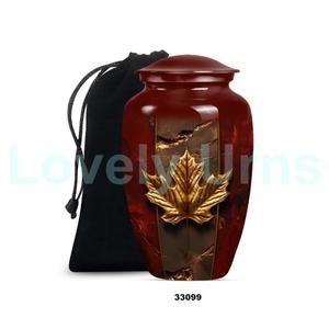 โกศอะลูมิเนียมรูปใบเมเปิ้ลสีทองสำหรับใส่เถ้ากระดูกของมนุษย์สำหรับตกแต่งอนุสรณ์ขนาดใหญ่พร้อมถุงกำมะหยี่ฟรี - Product Image 6