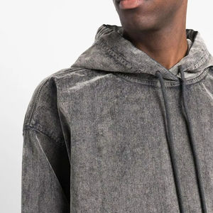 Sweat-shirts pour hommes de haute qualité, imprimé délavé à l'acide, broderie en polaire, séchage rapide, respirant, léger, 100% coton, logo personnalisé - Product Image 3