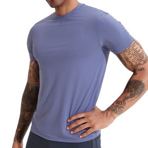 Ropa Deportiva de Primera Calidad para Hombre, Camisetas de Gimnasio y Fitness, Camiseta de Cuello Redondo Lisa para Hombre, Spandex/Poliéster, Logotipo Personalizado - Product Image 1