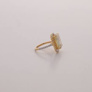 Anillo de compromiso y boda con halo de diamantes amarillos cultivados en laboratorio, corte radiante, certificado por IGI, en oro amarillo/blanco y rosa de 14 quilates - Product Image 4