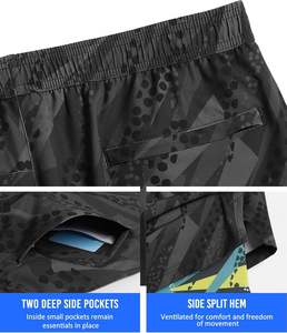 Pantalones Cortos Deportivos Personalizados para Hombre, de Tela Oxford Atlética, con Forro de Compresión, Transpirables, de Secado Rápido, con Bolsillo para Teléfono, Estilo Deportivo, para Entrenamiento - Product Image 3