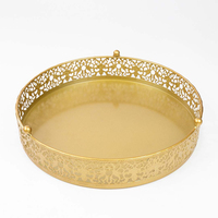 Ensemble de 3 supports à gâteaux de style moderne de qualité supérieure, marque ALAM, plateau de présentation en métal ajouré, finition dorée, faible MOQ