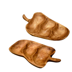 Plateau de fruits secs Plateau de service en bois Vaisselle de maison Assiette de service Finition marron Service de collations et de friandises - Product Image 6