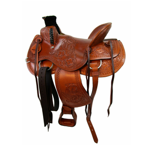 Selle de cheval en cuir Western Trail - Confortable, solide, élégante, facile à utiliser, compatible avec la bride de cheval, tailles personnalisées pour adultes, 4 saisons - Product Image 5
