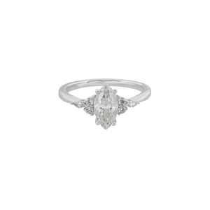 Meilleure qualité 14K or blanc Marquise Moissanite diamant bague de fiançailles avec des pierres latérales en forme de poire pour les mariages cadeaux fêtes - Product Image 1