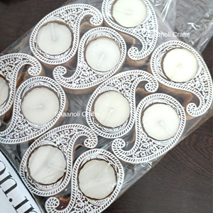 Velas con Diseño de Elefante en Color Blanco y Gris Claro, Velas de Elefante de Madera Hechas a Mano para Decoración de Bodas, Haldi, Mehndi - Product Image 3