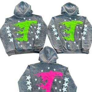 Sudaderas con capucha de tendencia personalizadas, servicio OEM, Sudadera con capucha bordada impresa con cremallera completa de algodón de alta calidad de lujo para hombres - Product Image 2