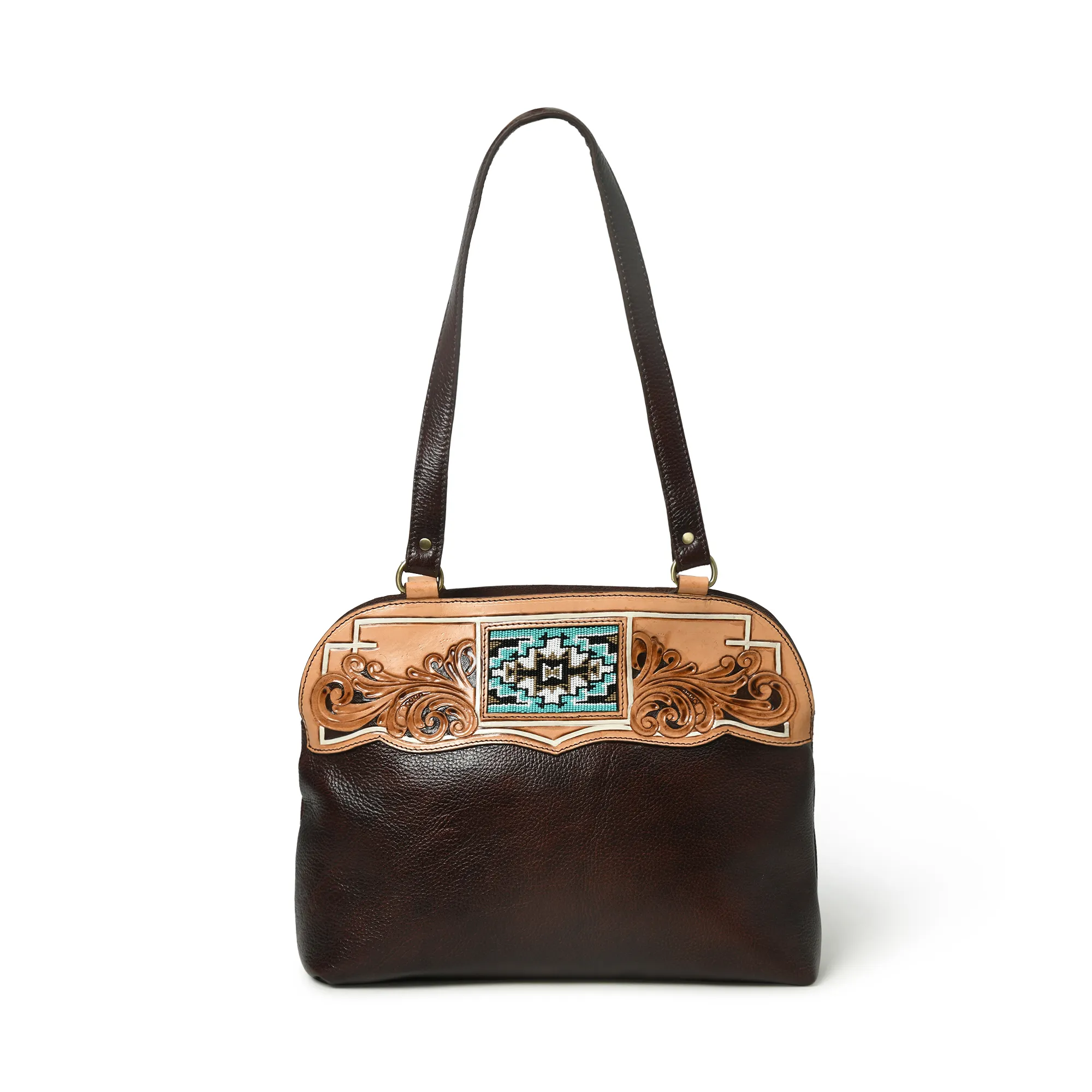 Bolsa de ombro com zíper de latão para mulheres, bolsa mensageiro personalizada de couro de grão superior com design moderno, feita por exportadores indianos