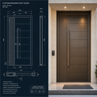Porte intérieure moderne en bois massif insonorisée, étanche et écoénergétique, finition teintée/effet bois pour projets hôteliers et villas