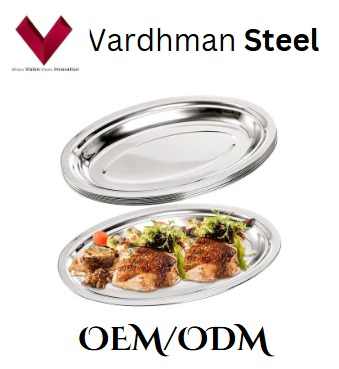 Wholesale Stainless Steel Oval Tray, Oval Fish Dish, Stainless Steel Fish Plate, Metal Food Serving Tray for Steaming