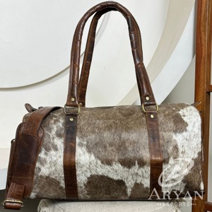 Sac de voyage en cuir de vache véritable de haute qualité, fait à la main, grande capacité, sac de week-end, sac de sport, bagage pour unisexe - Product Image 1