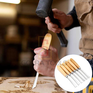 Nouvel Arrivage Offre Spéciale Outils de sculpture sur bois et copeaux, Ensemble de 6 pièces avec embouts en acier inoxydable et manche en bois Chanar, En vente - Product Image 4