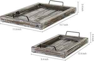 Plateau de service rectangulaire en bois de pin vintage tendance - Écologique et lavable au lave-vaisselle Décoration de mariage pour le café, le thé, les fruits - Product Image 2