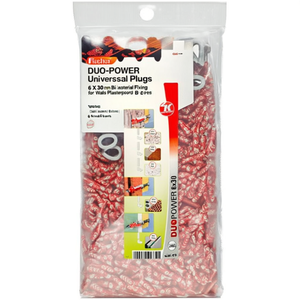 Fischer DUOPOWER Embouts universels, grand pack 6 x 30 mm, inserts filetés métriques bimatière, norme DIN 8.8, résistance 240 pièces pour - Product Image 2