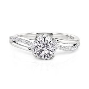 Jeulia <b>Wave</b> Swirl Twist Round Cut Diamond Engagement <b>Ring</b> - Product Image 1