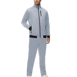 "Chándal con cremallera completa para hombre, conjunto de 2 piezas, chaqueta y pantalones atléticos con estampado sólido, chándal de entrenamiento de invierno, directo de fábrica al por mayor" - Product Image 3