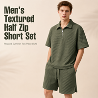 Ensemble court gaufré personnalisé IKDEER pour homme : chemise à col polo et short à cordon de serrage pour les voyages, les stations balnéaires et la vente au détail estivale