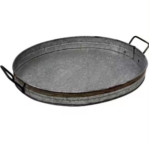 Handmade Antique Galvanized Metal Oval Serving <b>Tray</b> Wholesale Iron India VISHAL HANDICRAFT Brand Custom Logo OEM/ODM MOQ 100pcs - Product Image 5