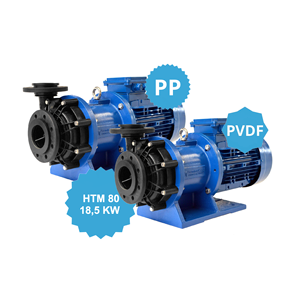 Pompe centrifughe mag drive modello ht2 80 PP PVDF con motore 18,5kw GR 160 2P in plastica per la movimentazione di acidi magnetic water pu - Product Image 1