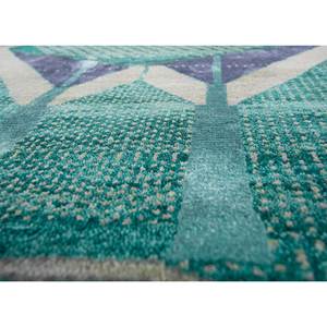 Tapis en laine et soie de bambou noué à la main Manchaha Green, géométrique rectangulaire pour la maison, le couloir, épaisseur 10 mm - Modèle Les-2207, tapis Jaipur - Product Image 3