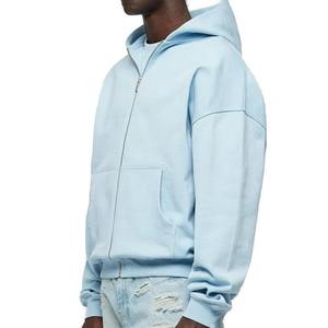 Personnalisé tricoté fermeture éclair à capuche surdimensionné poids lourd Streetwear coton de haute qualité vierge fermeture éclair hommes sweats à capuche - Product Image 3