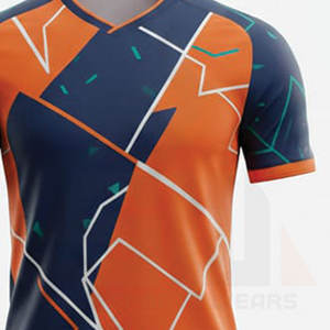 Uniforme de Fútbol de Verano de Secado Rápido, Manga Corta, Ajuste Atlético, Duradero, 100% Poliéster, Antibacteriano, para Uso en Clubes y Ligas, Azul/Naranja - Product Image 6