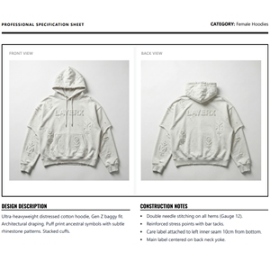 Sweat à capuche doublé pour femme, streetwear d'hiver, poids lourd, 500 g/m², coton, lavage à l'acide, respirant, imprimé en relief, strass, graphique, délavé - Product Image 6