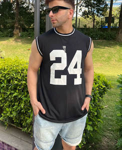 Camiseta de tirantes de entrenamiento de gimnasio de diseño personalizado para hombre, camiseta de entrenamiento de Spandex para Fitness con cuello de capucha para correr - Product Image 4