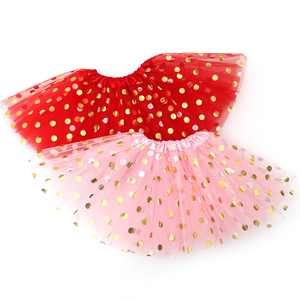 Robe de fête d'anniversaire en gros Toddler Girls 3 Layer Sparkle Skirt Golden Polka Dot Sequin Skirts - Product Image 3