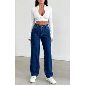 Jean en denim bleu pierre de luxe pour femme, coupe large rétro, taille haute, coupe décontractée, extensible doux, durable, écologique, style streetwear - Product Image 3