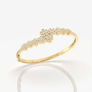Brazalete de Oro de 9K con Diamante Moissanite de Corte Redondo, Elegantes Brazaletes de Moissanite para Mujer - Product Image 2