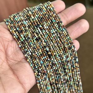 Perles de pierre de turquoise africaine naturelle 2mm véritables perles de turquoise à micro facettes en vrac pour la fabrication de bijoux prix de gros 13" - Product Image 6