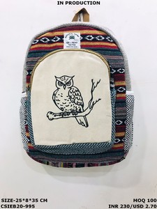 Sac à dos unisexe en coton fait main, écologique, durable, élégant, artisanat tissé à la main, imprimés animaliers, capacité 20-35L, pour l'extérieur - Product Image 2