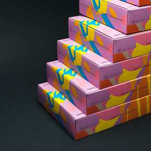 Caja de ventana de diseño personalizado Premium amarillo naranja vibrante para café vitamina aperitivos fruta seca Chocolate embalaje servicios de impresión - Product Image 2