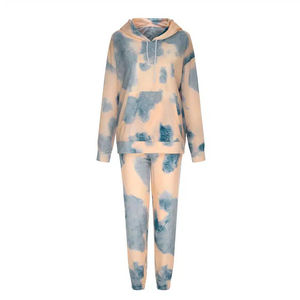 Ensemble de survêtement décontracté pour femme, 2 pièces, à capuche, pour sports d'hiver, en Spandex/Polyester respirant et écologique, motif uni tricoté - Product Image 2