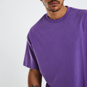 Camiseta de lujo 100% de algodón para hombre 220gsm peso pesado de gran tamaño liso con logotipo personalizado de longitud larga de talla grande - Product Image 6