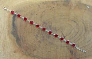 Red Ruby 925 Sterling Silver Faceted Gemstone Adjustable Bracelet 11 Stone Handmade Jewelry Women <b>Gift</b> - Product Image 6