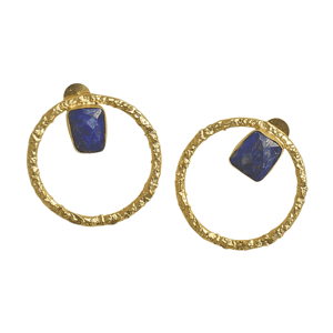 Pendientes de Latón de Moda para Exportación, con Piedras Semipreciosas Naturales, Textura Mate de Latón, Hipoalergénicos, Seguros de Usar, Alta Calidad - Product Image 6