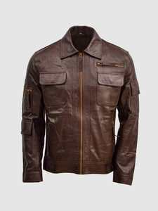 Chaqueta de Cuero Clásica, Forro de Seda Acolchado Resistente al Viento, Chaqueta de Invierno de Cuero Estilo Motociclista para Hombre - Product Image 3